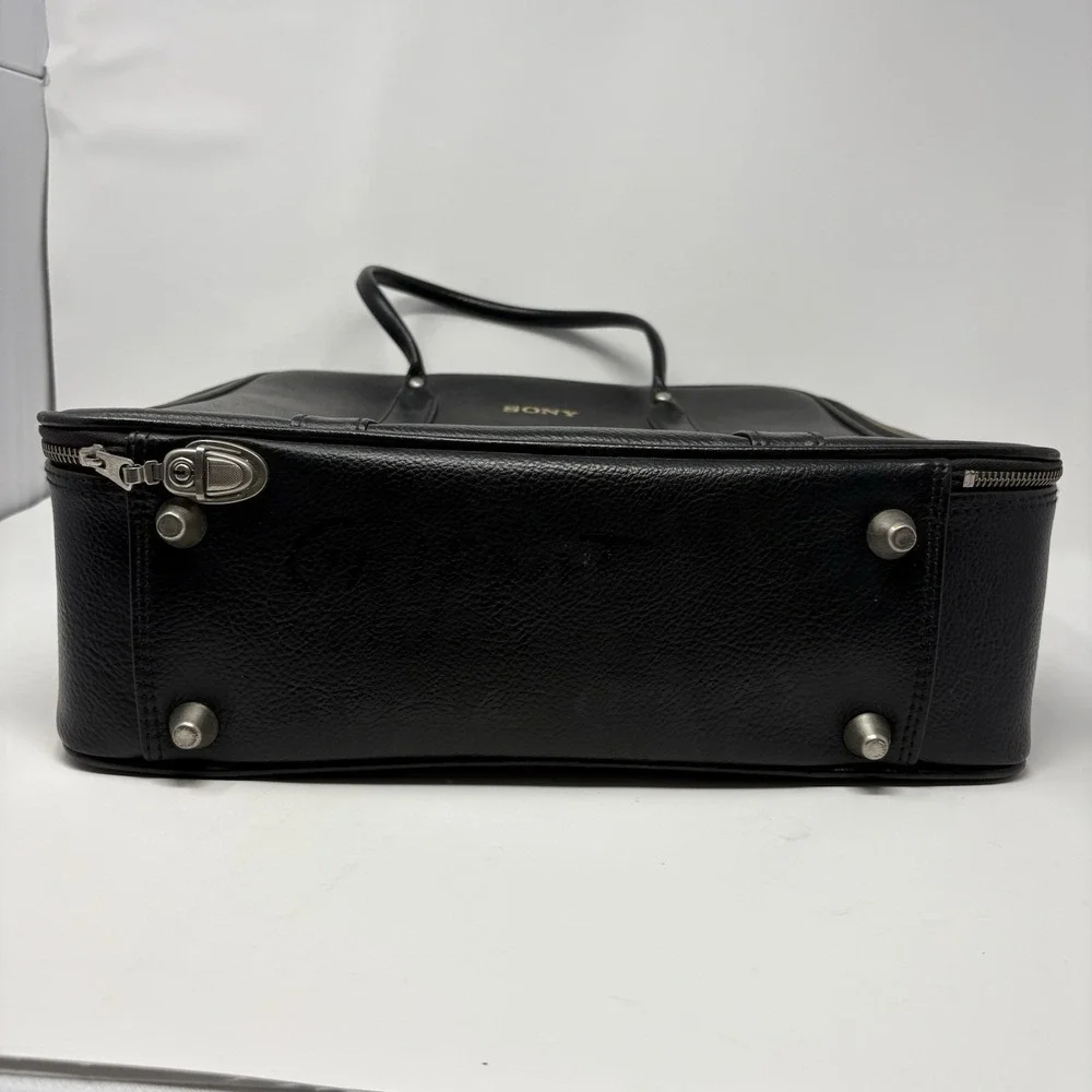 VTG Sony Travel Case Maruem Japan Briefcase Black Leather Nerdy AV Club Academia